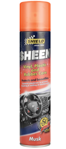 SHIELD SHEEN VINYL,PLASTIC & RUBBER CARE 300ML MUSK HSB Trading Online Store