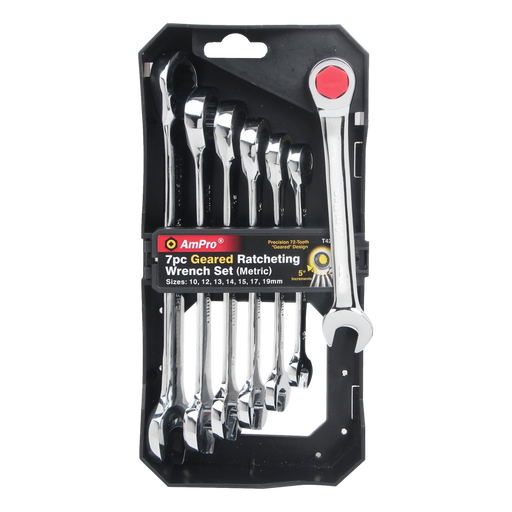 AMPRO 7PC GEARED COMB. WRENCH SET (10,11-19MM) HSB Trading Online Store