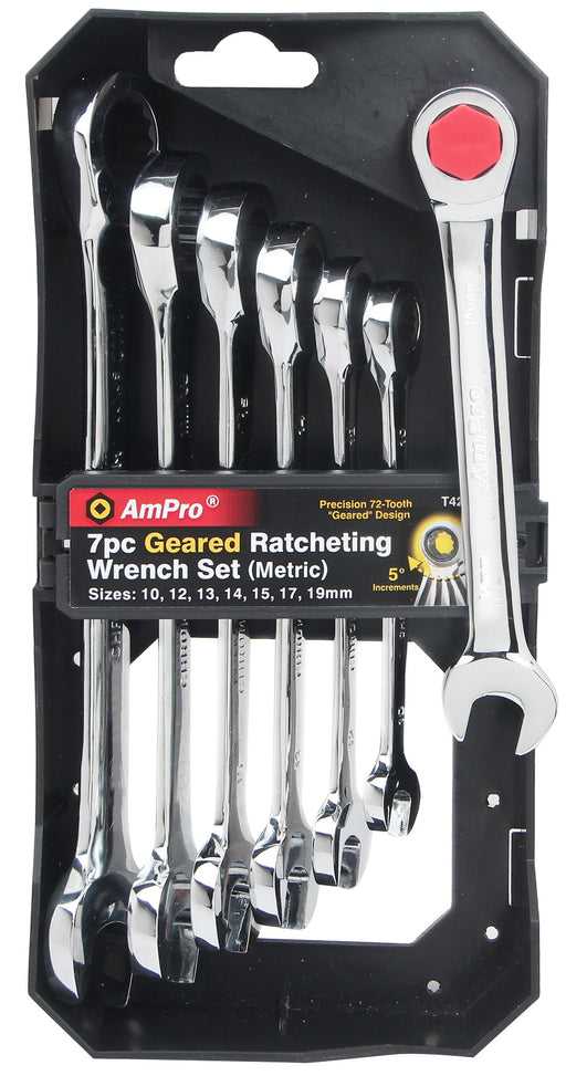 AMPRO 7PC GEARED COMB. WRENCH SET (10,11-19MM) HSB Trading Online Store