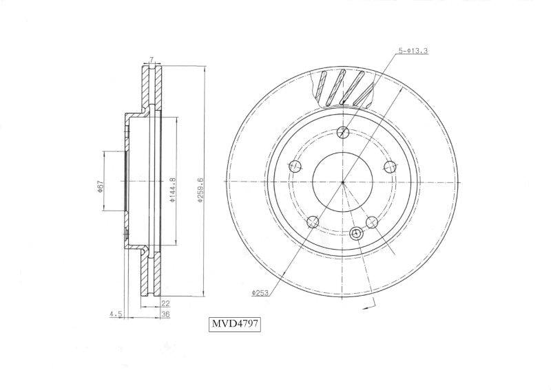 Motopart Brake Disc MVD4797 Motopart