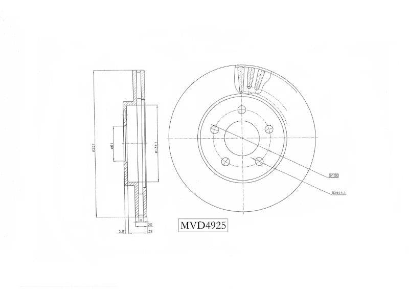 Motopart Brake Disc MVD4925 Motopart