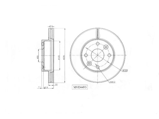 Motopart Brake Disc MVD4493 Motopart