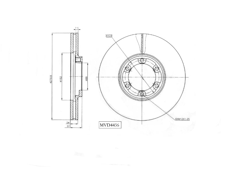Motopart Brake Disc MVD4456 Motopart