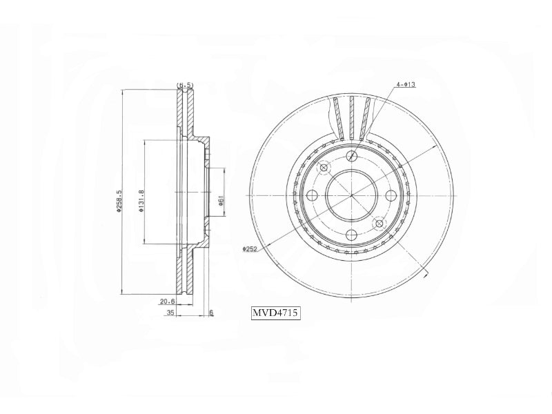 Motopart Brake Disc MVD4715 Motopart