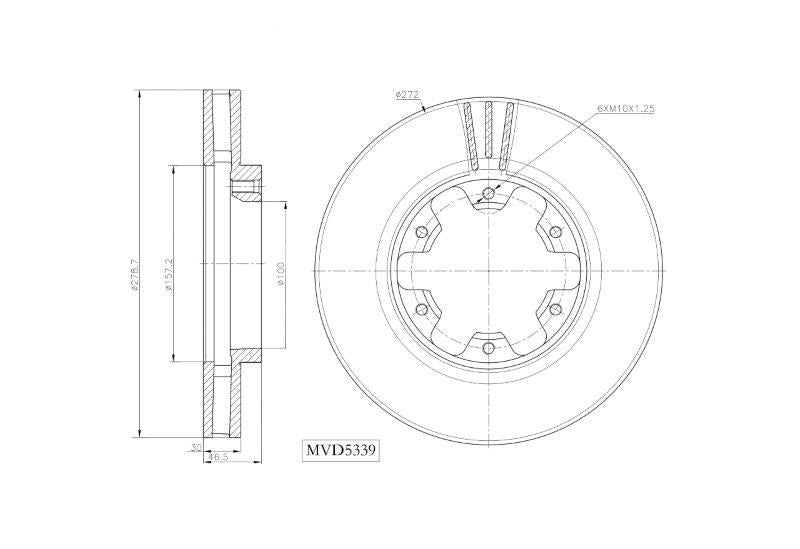 Motopart Brake Disc MVD5339 Motopart