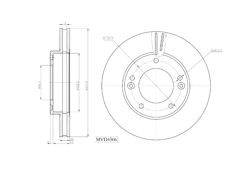Motopart Brake Disc MVD4506 Motopart