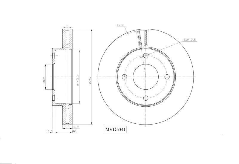 Motopart Brake Disc MVD5341 Motopart