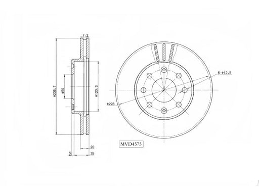 Motopart Brake Disc MVD4575 Motopart