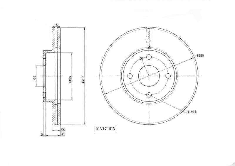 Motopart Brake Disc MVD4819 Motopart