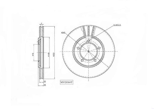 Motopart Brake Disc MVD584T Motopart