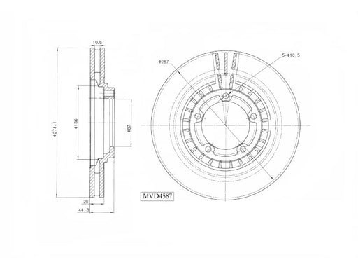 Motopart Brake Disc MVD4587 Motopart