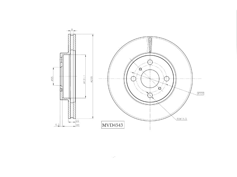Motopart Brake Disc MVD4543 Motopart