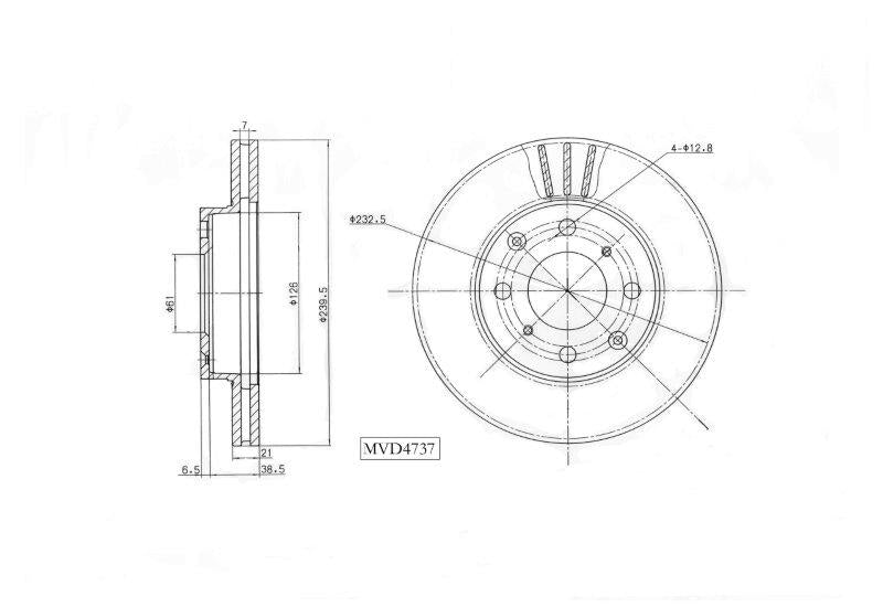 Motopart Brake Disc MVD4737 Motopart