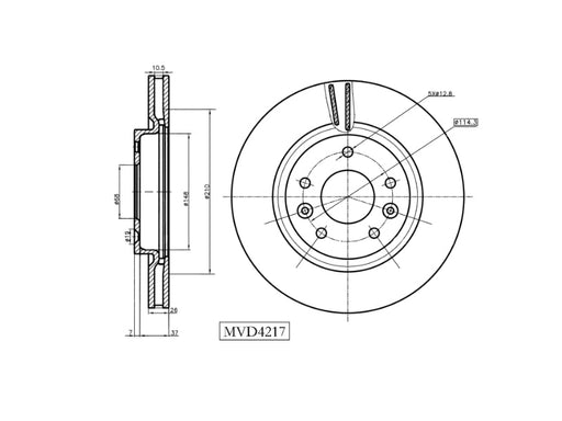 Motopart Brake Disc MVD4217 Motopart