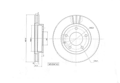 Motopart Brake Disc MVD4743 Motopart