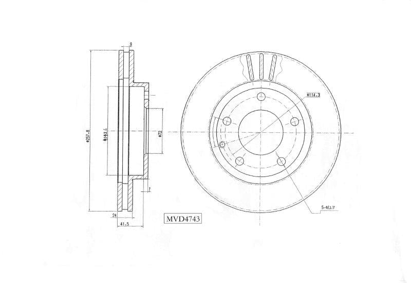 Motopart Brake Disc MVD4743 Motopart