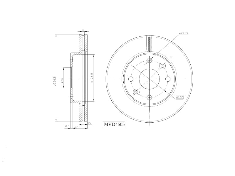 Motopart Brake Disc MVD4503 Motopart