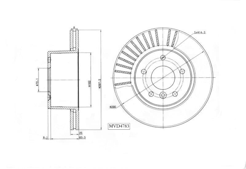 Motopart Brake Disc MVD4783 Motopart