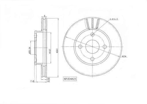 Motopart Brake Disc MVD4823 Motopart