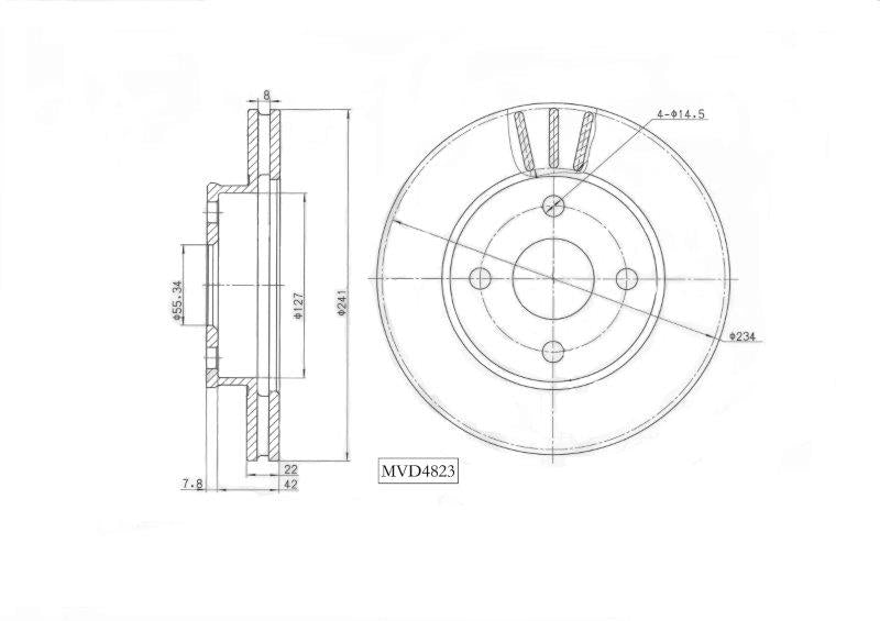 Motopart Brake Disc MVD4823 Motopart