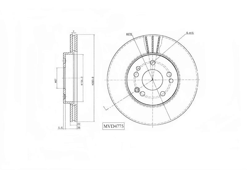 Motopart Brake Disc MVD4775 Motopart