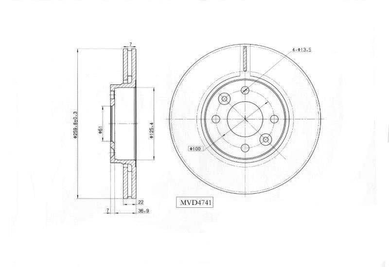 Motopart Brake Disc MVD4741 Motopart