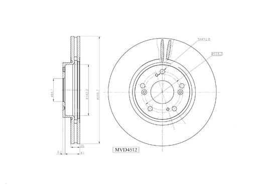 Motopart Brake Disc MVD4512 Motopart