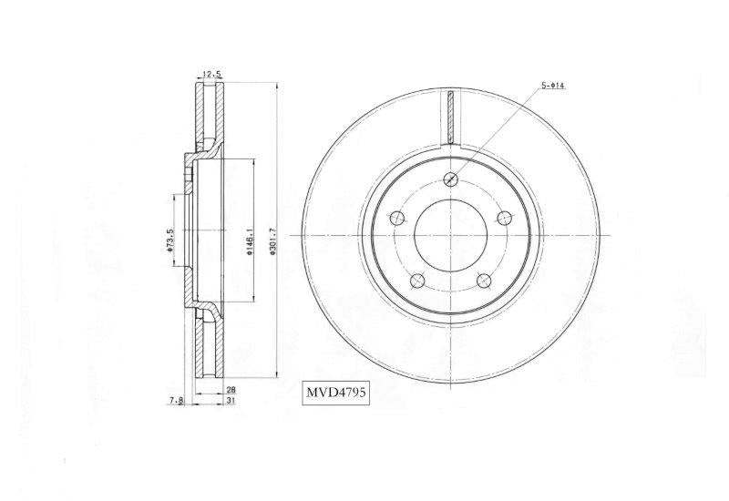 Motopart Brake Disc MVD4795 Motopart