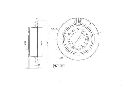 Motopart Brake Disc MVD4958 Motopart