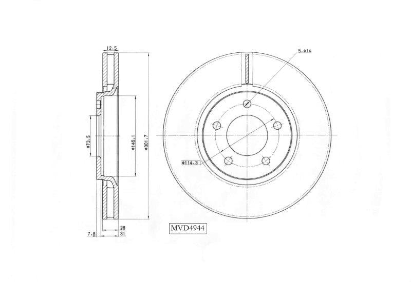 Motopart Brake Disc MVD4944 Motopart