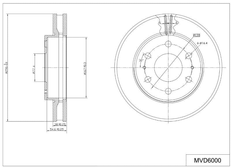 Motopart Brake Disc MVD6000 Motopart