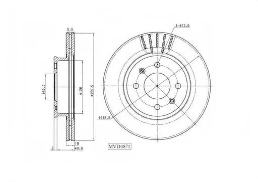 Motopart Brake Disc MVD4871 Motopart