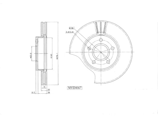 Motopart Brake Disc MVD4067 Motopart