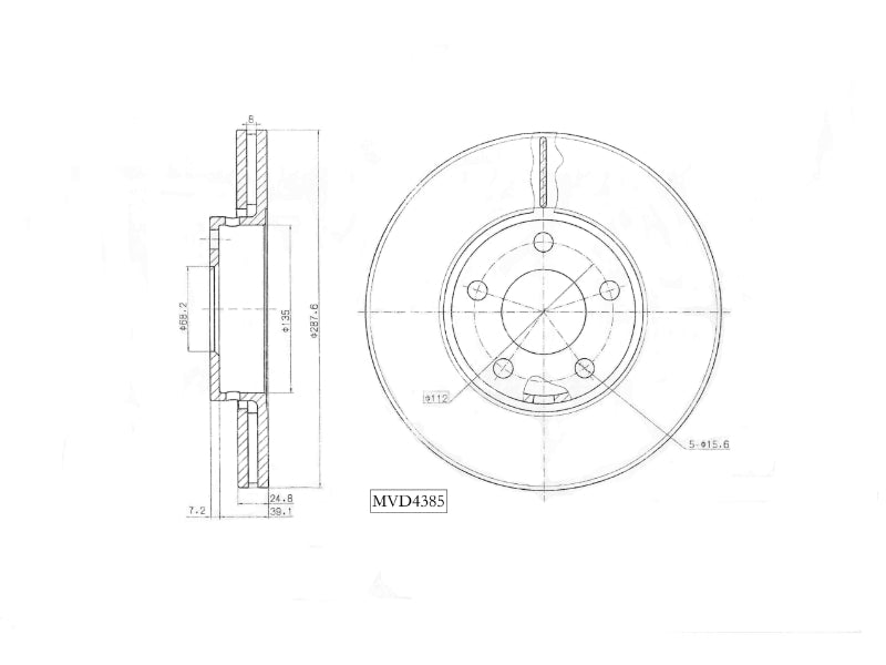 Motopart Brake Disc MVD4385 Motopart