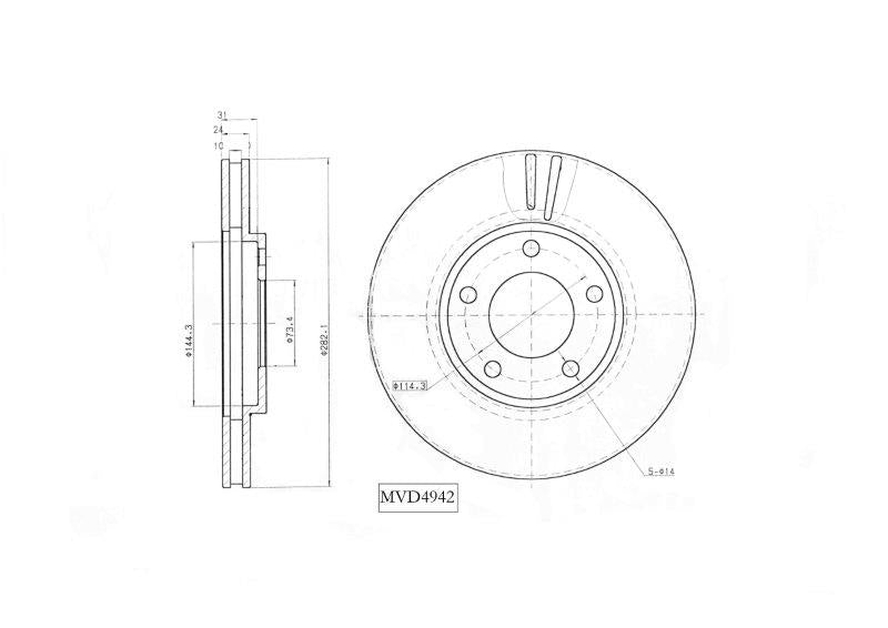 Motopart Brake Disc MVD4942 Motopart