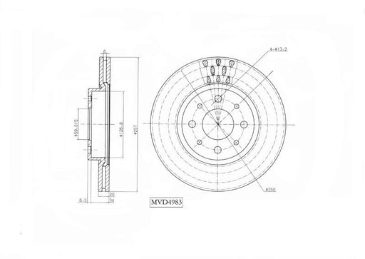Motopart Brake Disc MVD4983 Motopart
