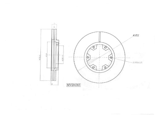 Motopart Brake Disc MVD4383 Motopart