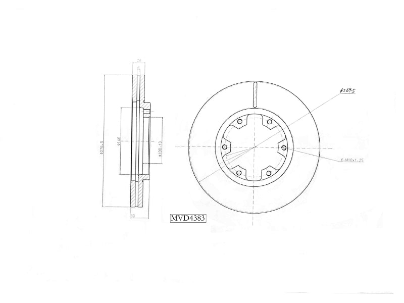 Motopart Brake Disc MVD4383 Motopart