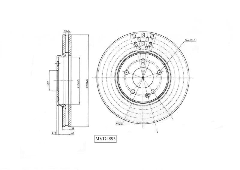 Motopart Brake Disc MVD4893 Motopart