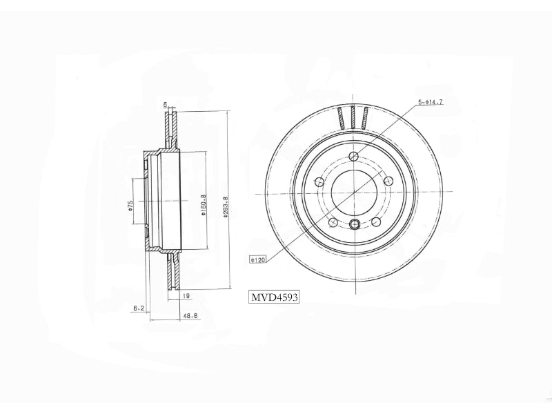 Motopart Brake Disc MVD4593 Motopart