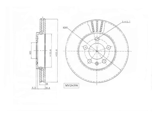 Motopart Brake Disc MVD4398 Motopart