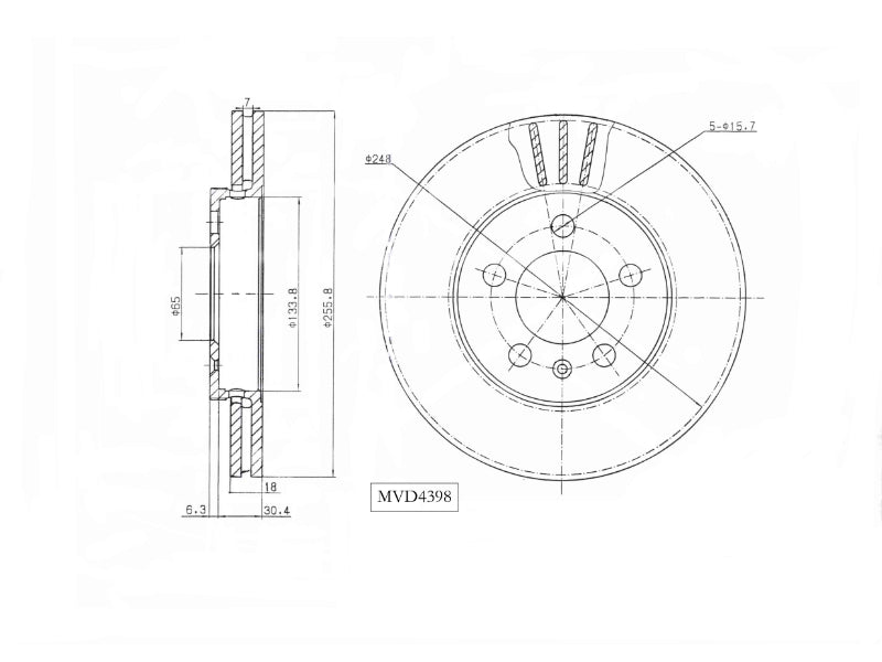 Motopart Brake Disc MVD4398 Motopart