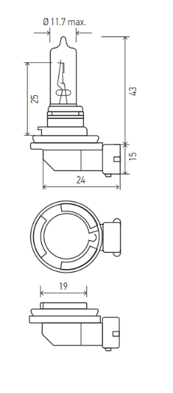HELLA 12V 35W PGJ19-1 H9 Light Bulb