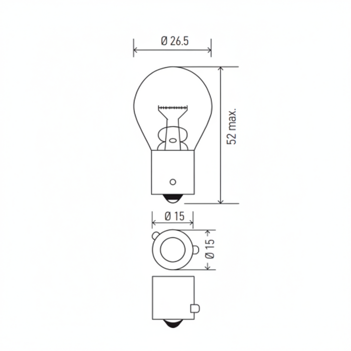 HELLA 12 V 21 W BAU15S PY21W Amber Light Bulb