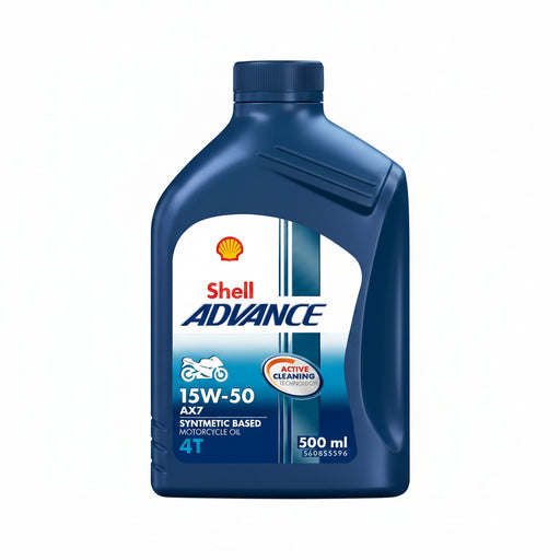 Shell Advance motor oil bottle on a white background