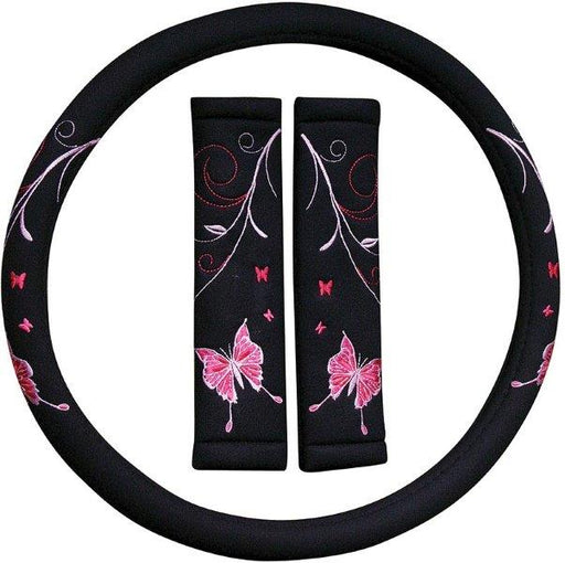 AUTOGEAR PINK BUTTERFLY STEERING WHEEL COVER HSB Trading Online Store