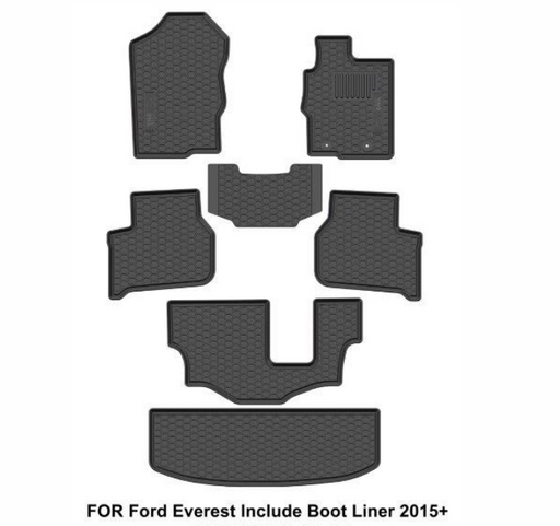 Custom Fit Rubber Mat Set - Ford Everest 2015+ Black - HSB Trading Online Store