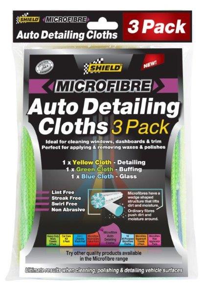SHIELD AUTO DETAILING CLOTHS 3 PACK HSB Trading Online Store