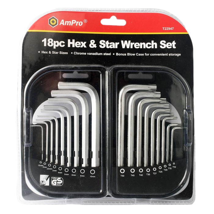 AMPRO 18PC COMBO HEX AND STAR WRENCH SET HSB Trading Online Store